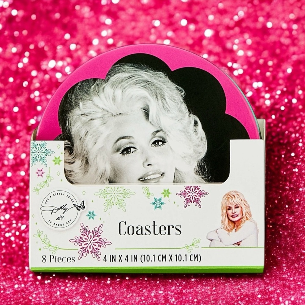 Dolly Parton Coasters Set 8 Pieces NEW 4” x 4”